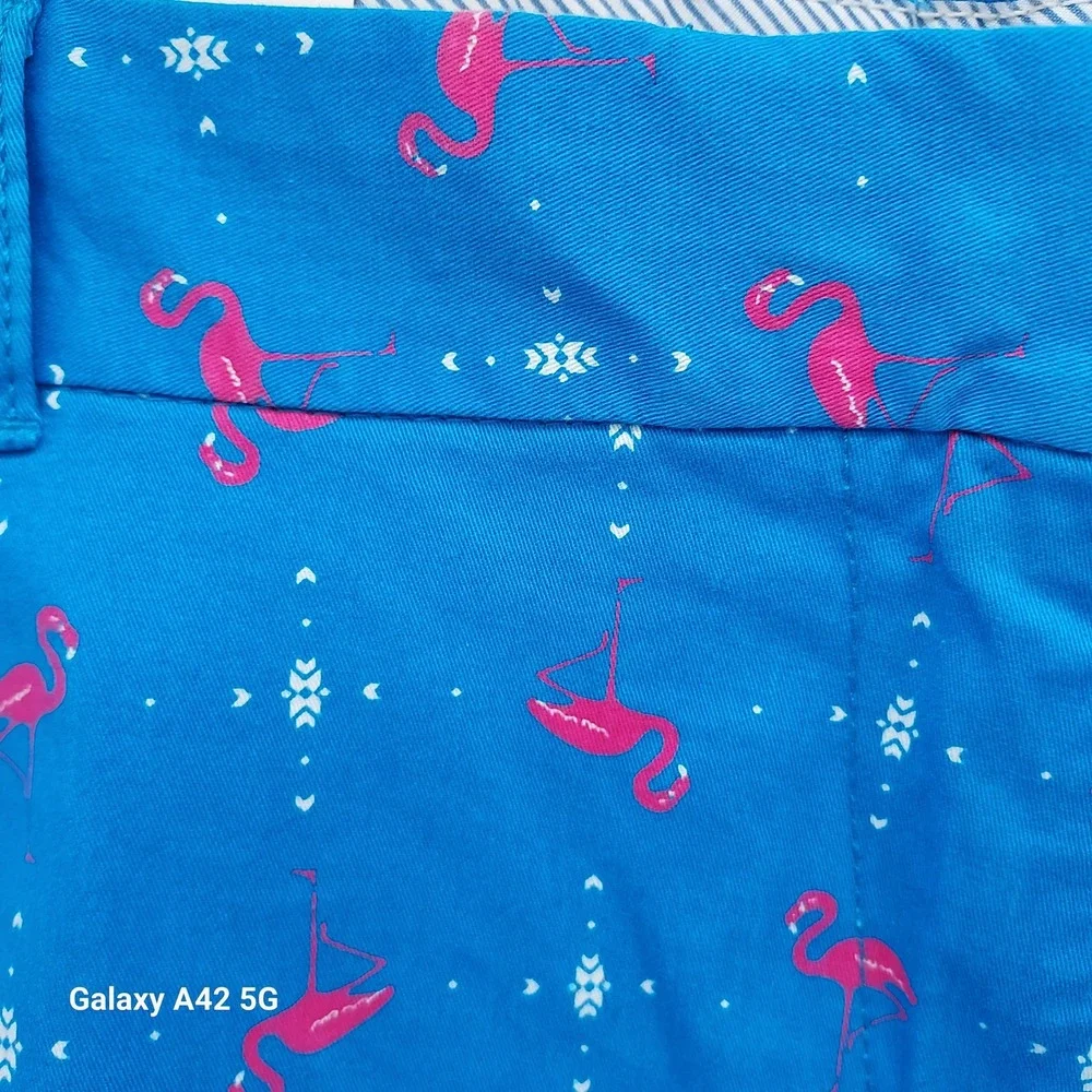 Crown & Ivy Womens Blue Pink Flamingo Print Bermuda Shorts Size 16 NWT - Picture 5 of 6